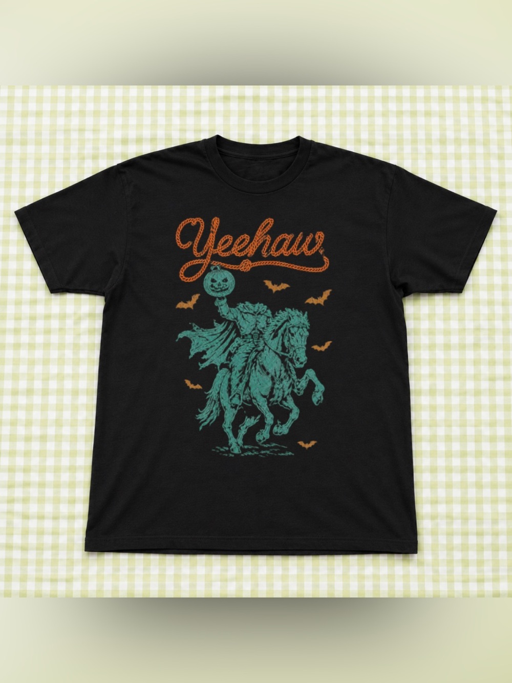 Yeehaw Headless Horseman Graphic Tee - Black Halloween Shirt